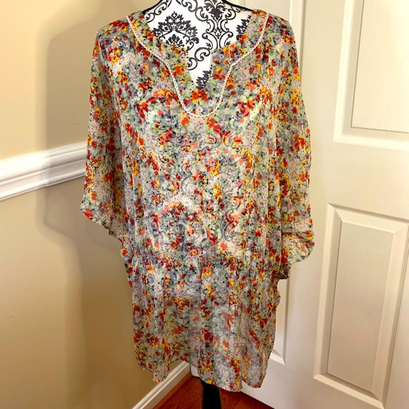 JW Woman’s floral, cinched waist, tunic, size 2X - Picture 1 of 11